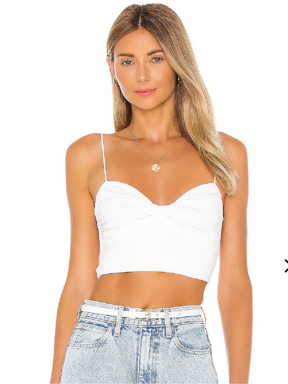 Lovers + Friends White Spaghetti-Strap Crop Cami